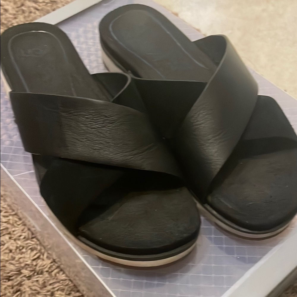 UGG Kari Black Cross-Strap Sandals